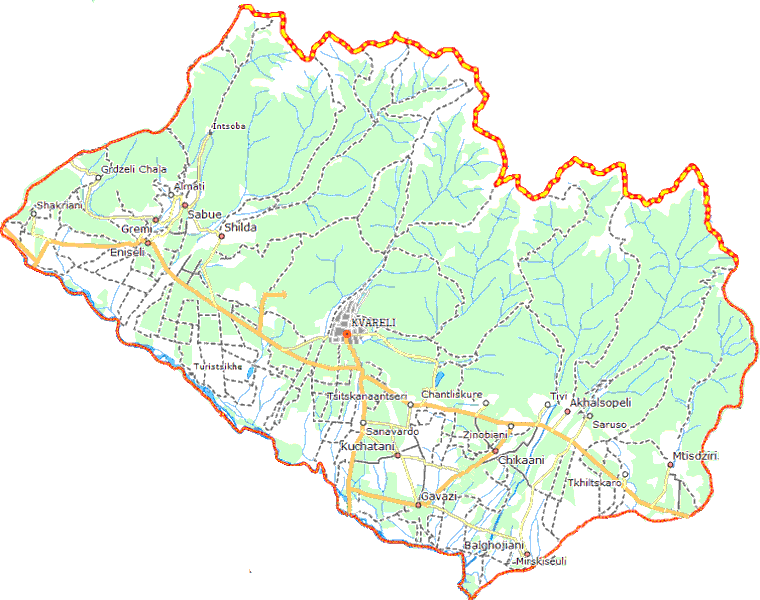 Kvareli municipaliteto žemėlapis
