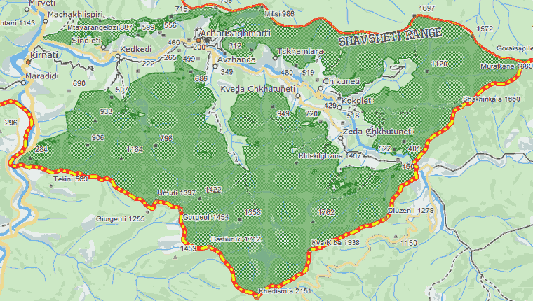 Mačachela nacionalinio parko žemėlapis