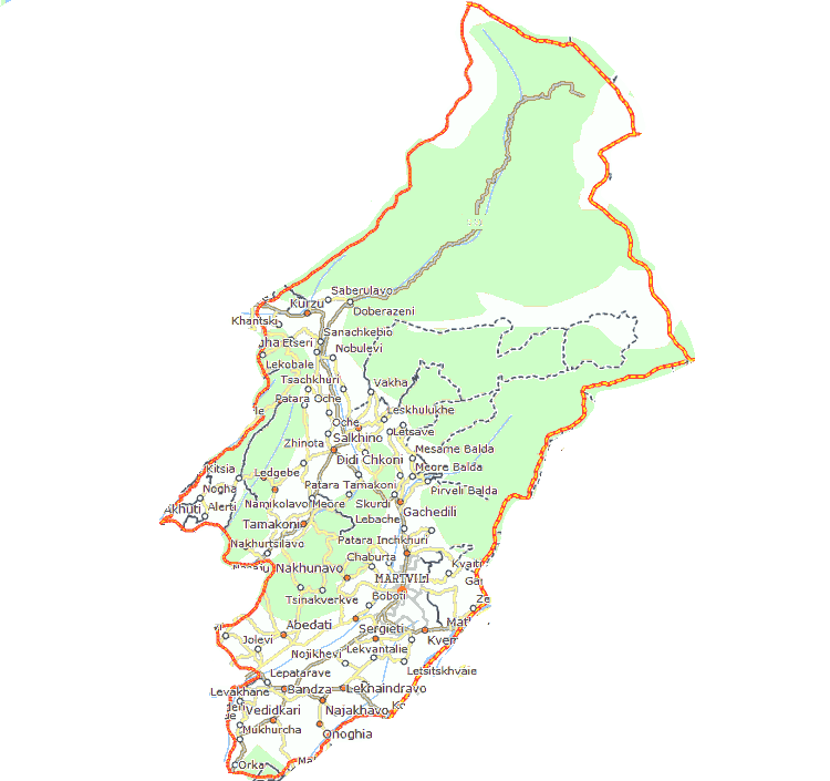 Martvili municipaliteto žemėlapis