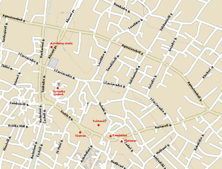 Telavi miesto centro žemėlapis