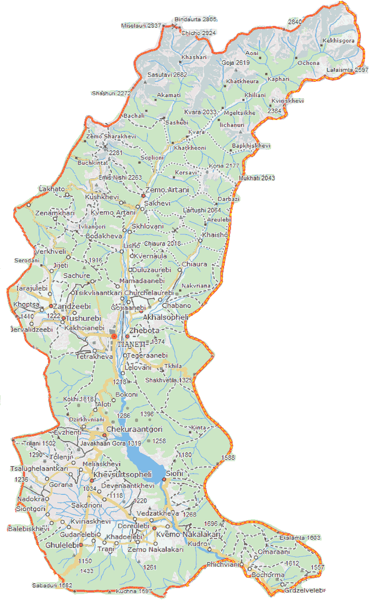 Tianeti municipaliteto žemėlapis
