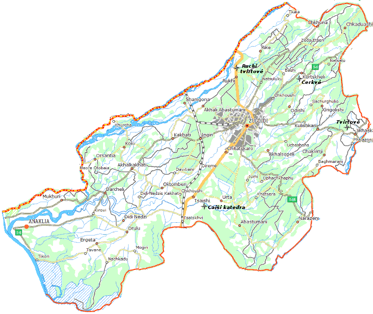 Zugdidi municipaliteto žemėlapis